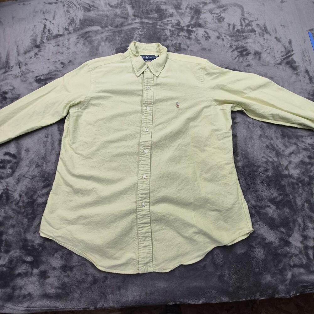 Ralph Lauren Shirt Mens XL Yellow Custom Fit Button Down Long Sleeve Oxford Pony